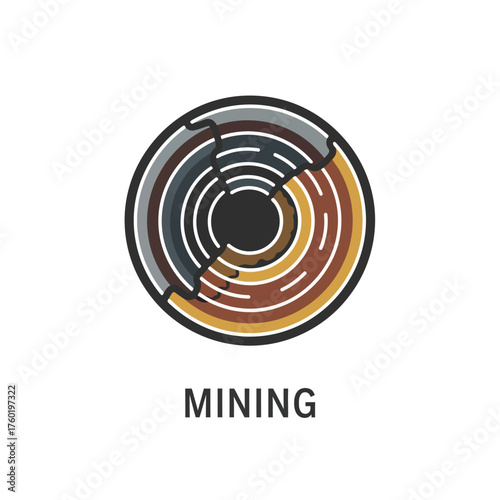 Mining industry logo with concentric circles and segmented color blocks.
