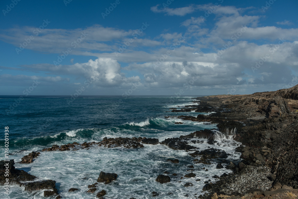 Obraz premium Beautiful west Oahu vista along the Kaena Point trail, Hawaii