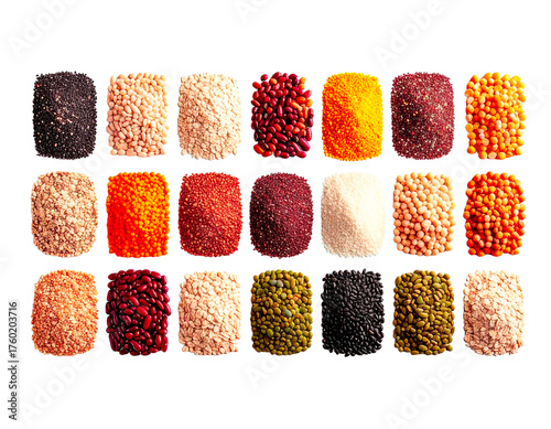 Ultra-detailed educational chart showing grains and seeds used in global cuisine