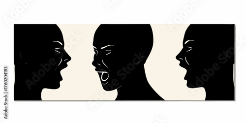 Powerful monochrome portrait conveying intense emotion and conflict, capturing raw emotion and tension, ideal for illustrating stress, anger, disagreement