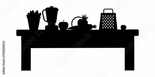 Fresh produce and kitchen tools arranged on a rustic table, evoking healthy eating and home cooking vibes, perfect for food blogs or culinary projects