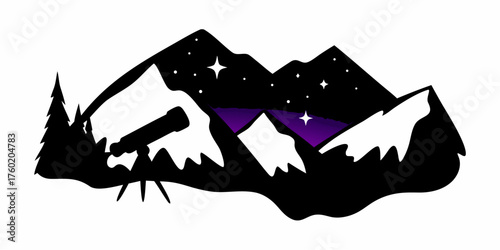 Explore the cosmos with a telescope amidst stunning mountain scenery under a starry night, perfect for astronomy enthusiasts and outdoor adventurers