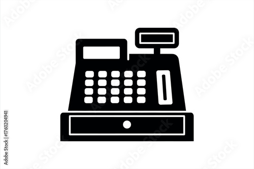 Black cash register machine icon