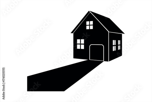 Simple House with Long Shadow Icon