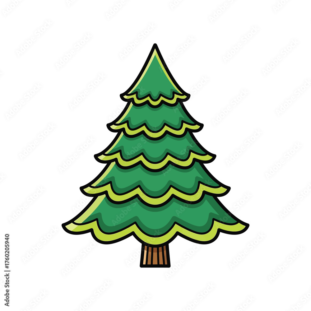 Fototapeta premium Illustration of a green christmas tree