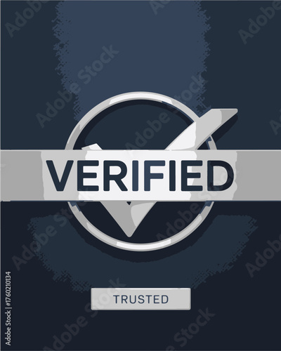 Modern flat design security badge with verified and trusted text and check mark emblem