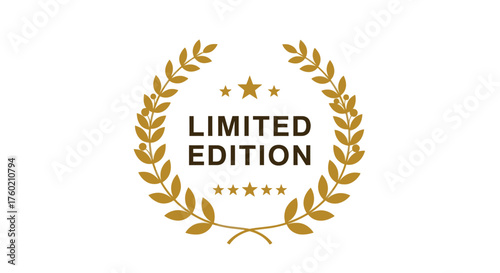Exclusive limited edition emblem with decorative golden laurel wreath and star accents, perfect for premium products and promotions, conveying prestige and value