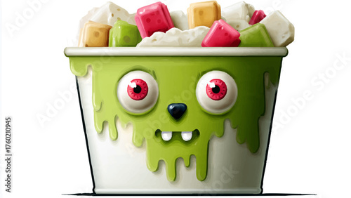 Spooky Monster Ice Cream Sundae with Eyeball