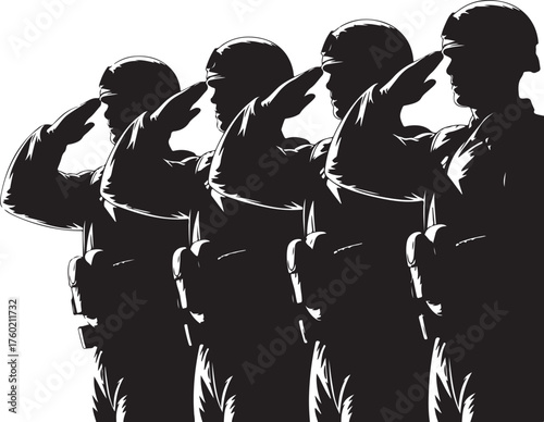 Soldiers salute in unison, powerful patriotic tribute