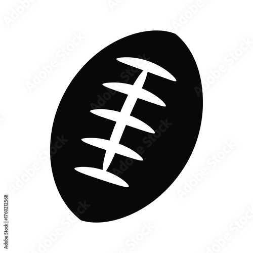 An isolated dark monochrome icon shows an american football on white background