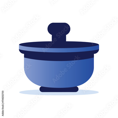Mortar and pestle show simple blue gradiant bowl on a white background