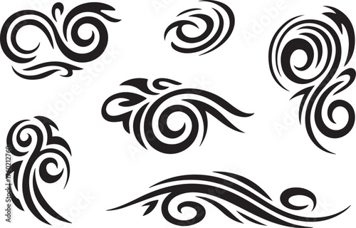 Bold tribal swirls adorn and decorate any design project