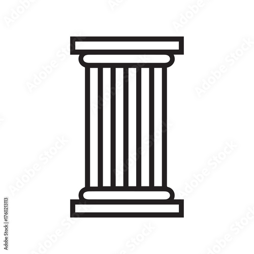 An isolated black outline of an ionic column stands on a white background