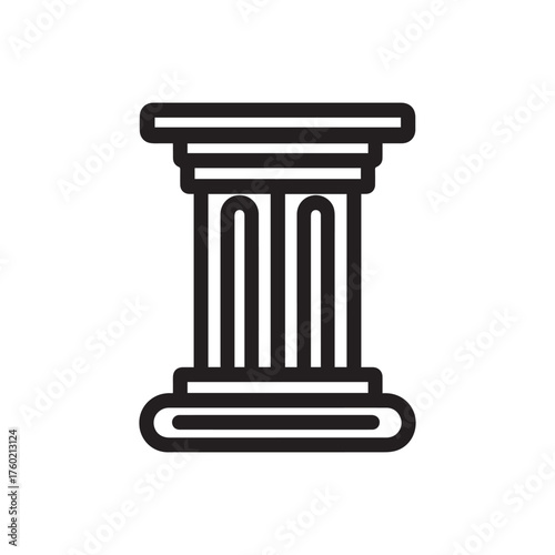 A simplistic black line icon of an ancient greek or roman pillar on white background