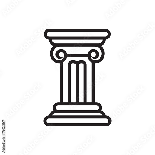 Black outline represents an ionic column, a classical architectural element on a white background
