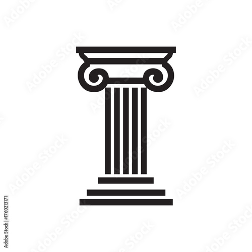 Ionic order column showcases simple line art on a clean white background