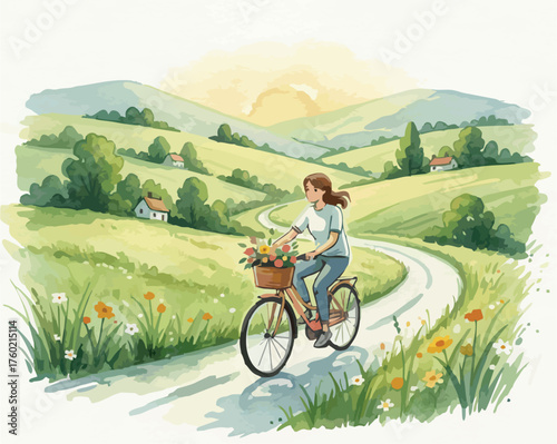 Healthy Lifestyle Watercolor Collection: Wellness, Fitness, and Balanced Living on a Clean White Background