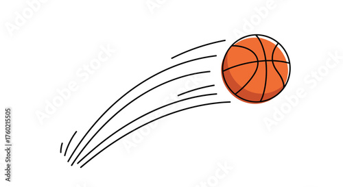 An orange basketball in motion with trailing lines suggesting speed and direction.