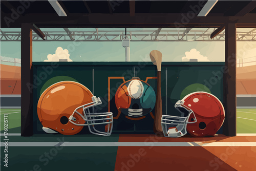 Summer Beach Sports Accessories Vector Set