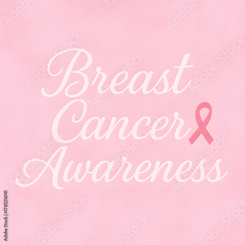 Pink textured background with 'Breast Cancer Awareness' script and ribbon.