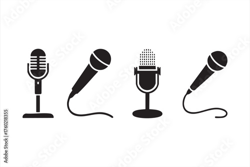 Minimal Microphone Icons for Podcast, Recording & Streaming Projects
