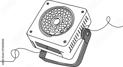 Sketch of a portable fan in line vector style, transparent background  