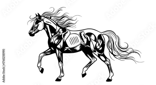 black and white horse