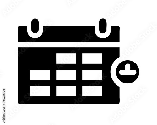 Calendar with a clock icon representing schedule