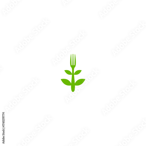 Fork Leaf Plant Logo Design
