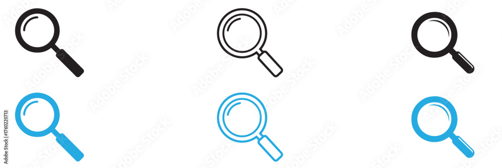 Fototapeta premium Magnifying glass icons isolated on white background