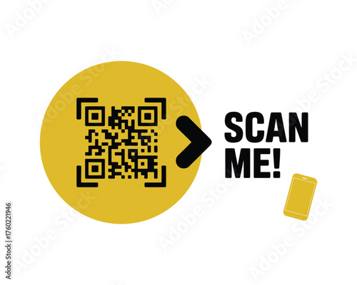 QR code scan icon set with scan me frame and smartphone interface elements for mobile payment, app login, id verification, and modern digital user interface design
