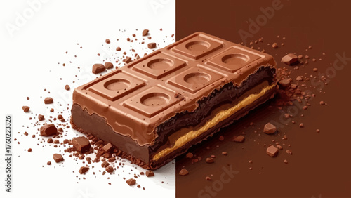 Flat vector illustration of chocolate biscuit logos with bite marks and crumbs in modern minimal style, perfect for bakery branding or packaging design