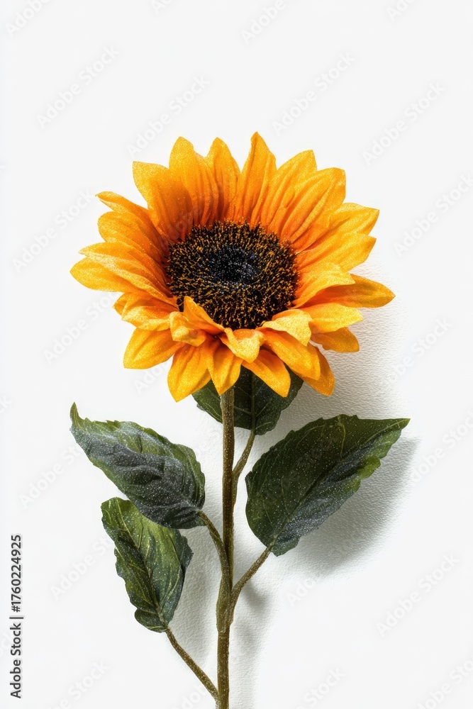 Obraz premium Single vibrant orange sunflower on white background