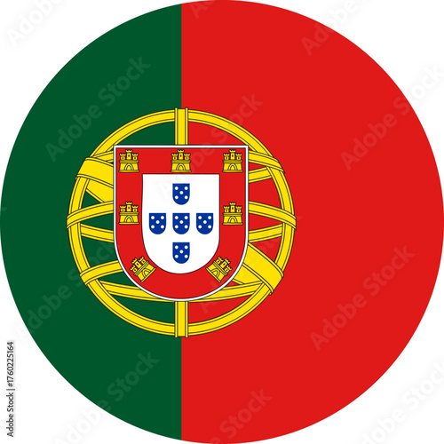 Portugal flag illustrator national of round