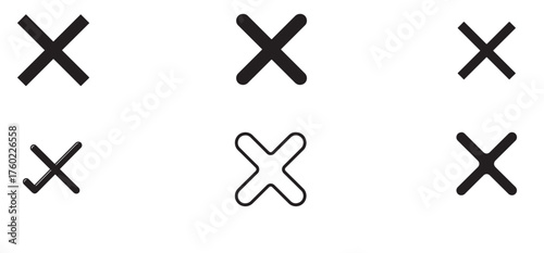  wrong X mark icon set, cross marks vector.