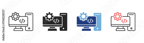 Expert System Icon Set With Multiple Styles Vector Illustration