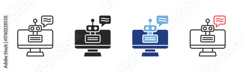 Chatbot Icon Set With Multiple Styles Vector Illustration