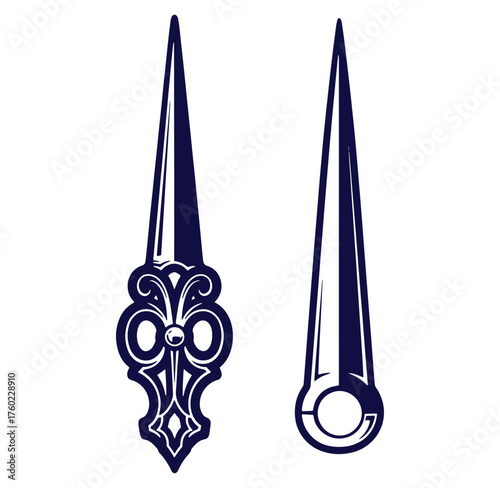 Decorative vector illustration of clock hands in detailed and elegant ornamental style
