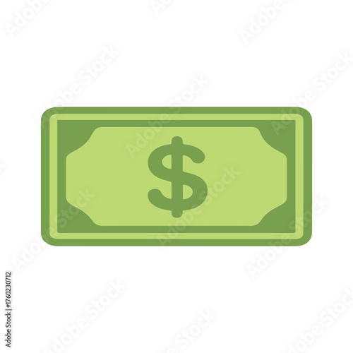 Light green dollar bill symbol is centered against a white background