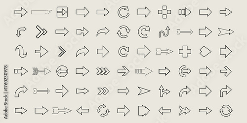 Collection of diverse arrows vector set directional symbols navigation graphic elements