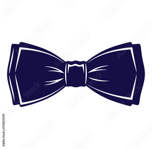 Elegant vector illustration of a classic dark blue bow tie isolated on white background