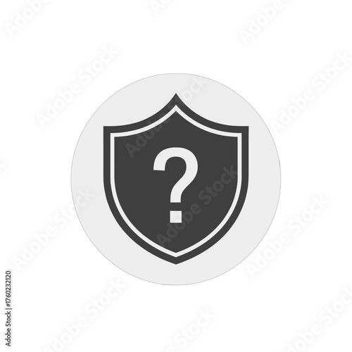 Shield Icon with Question Mark Symbolizing Security and Inquiry in a Circular Design