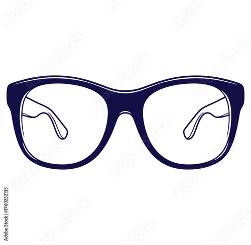 Elegant vector illustration of stylish dark blue eyeglasses in a clean and minimalist design
