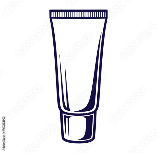 Isolated illustration of a navy blue toothpaste tube on a clean white background