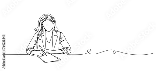 Continuous one line drawing businessman and woman having a discussion. Business activities concept. Single line draw design vector graphic illustration.Hand drawn one line vector