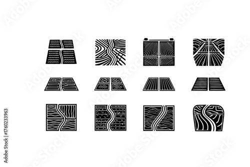 Grid icon irrigation wavy rice geometry terrace icons streams vector pair field
