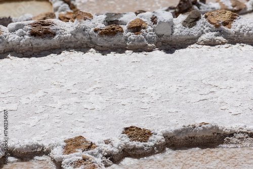 The Color of Salt: Close up shot of a salt pond that is an example of pre-Incan engineering and sustainable agricultural practice that has been in continuous use for centuries