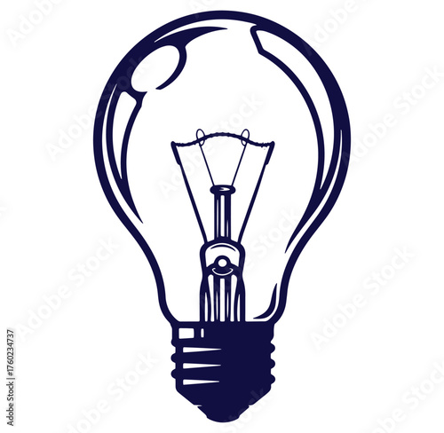 Vector illustration of a classic incandescent lightbulb isolated on a white background.