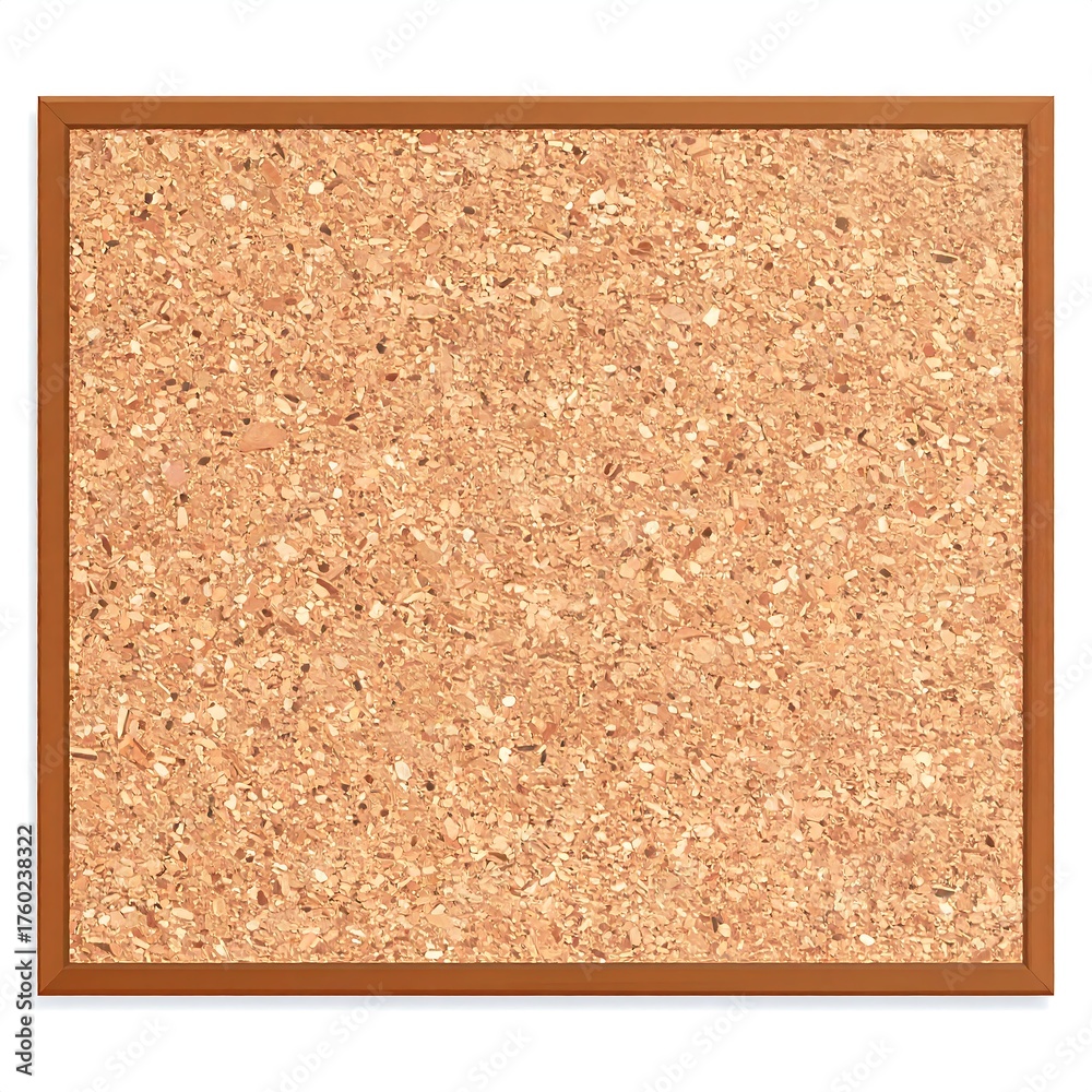 Fototapeta premium A rectangular bulletin board with a cork surface and a brown wooden frame