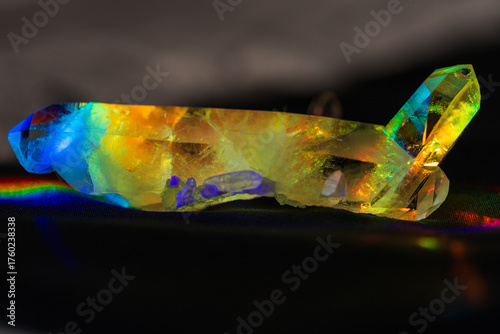 Quartz crystal illuminated by prism light